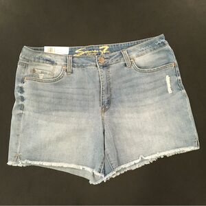 Seven7 Weekend Short 5” Inseam Fray Hem Denim Waist Comfort Stretch Size 16 NWT
